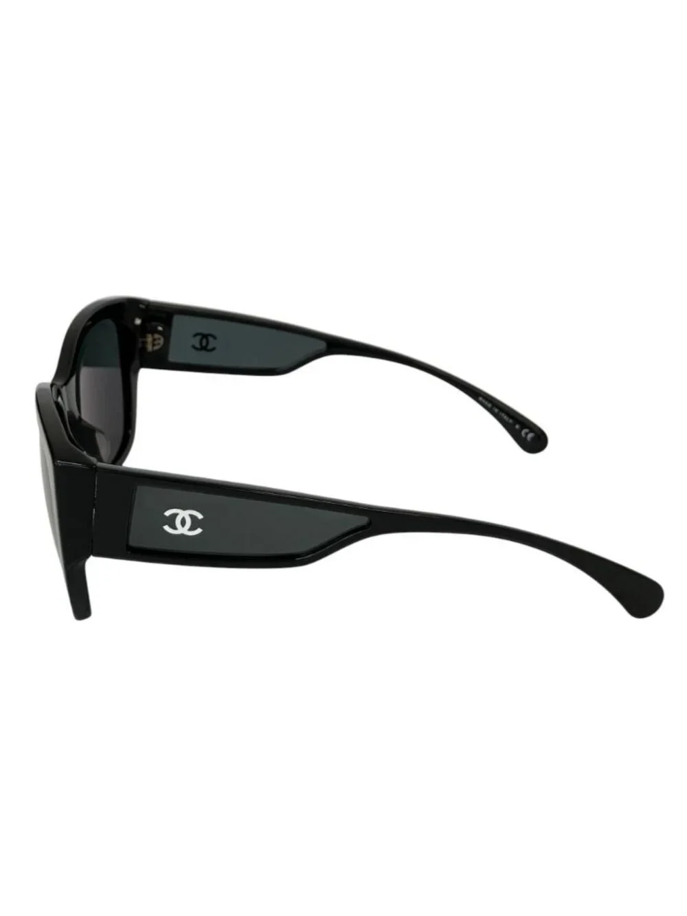 Chanel Side CC Logo Cat Eye Sunglasses S4 55 Black Eyewear